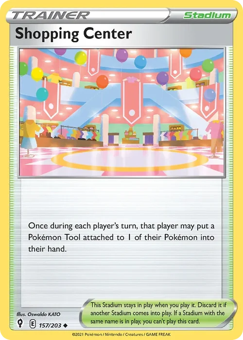 Shopping Center 157 Pokemon card from Evolving Skies set