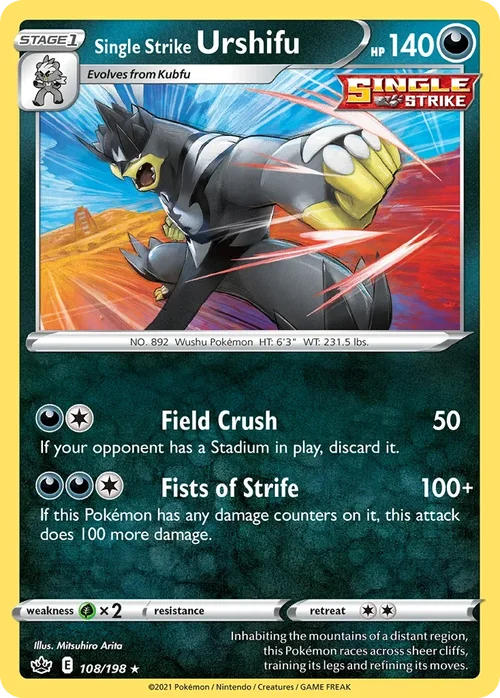 Single Strike Urshifu 108 Pokemon card from Chilling Reign set