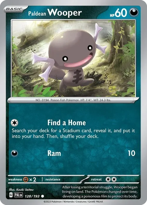 Paldean Wooper 128 Pokemon card from Paldea Evolved set
