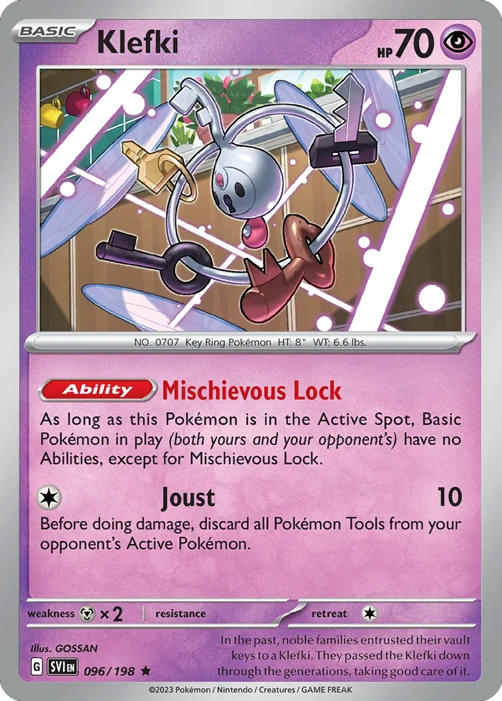 Klefki 96 Pokemon card from Scarlet & Violet set