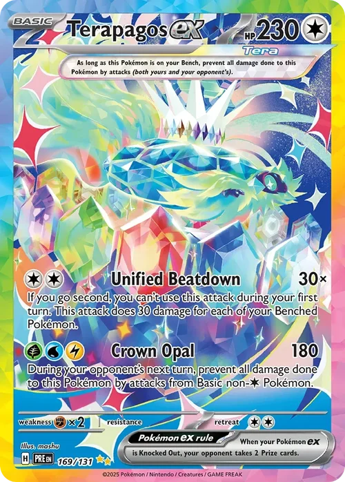 Terapagos ex 169 Pokemon card from Prismatic Evolutions set