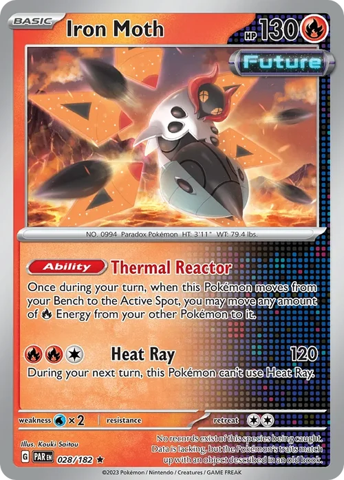 Iron Moth 28 Pokemon card from Paradox Rift set