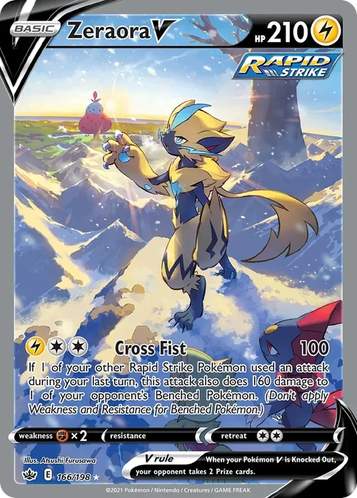 Zeraora V 166 Pokemon card from Chilling Reign set