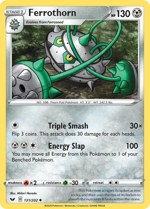 Ferrothorn 131 Pokemon card from Sword & Shield set