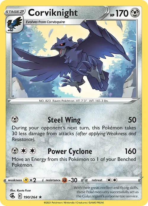 Corviknight 190 Pokemon card from Fusion Strike set