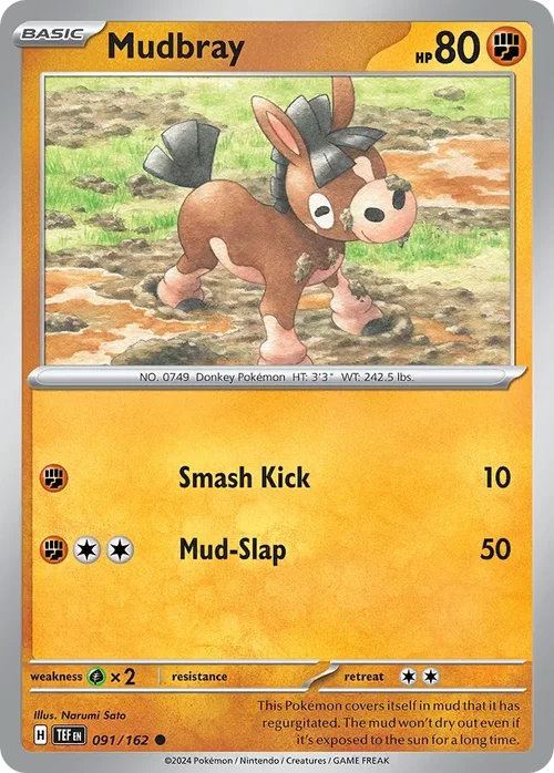 Mudbray 91 Pokemon card from Temporal Forces set