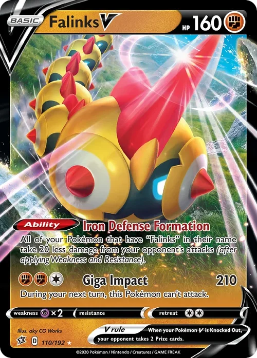 Falinks V 110 Pokemon card from Rebel Clash set