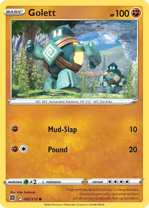 Golett 082 Pokemon card from Brilliant Stars set