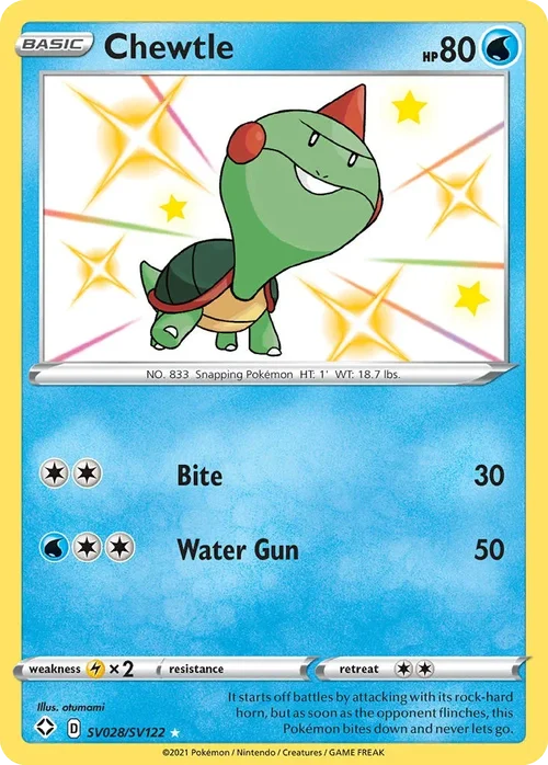 Chewtle SV028 Pokemon card from Shining Fates set