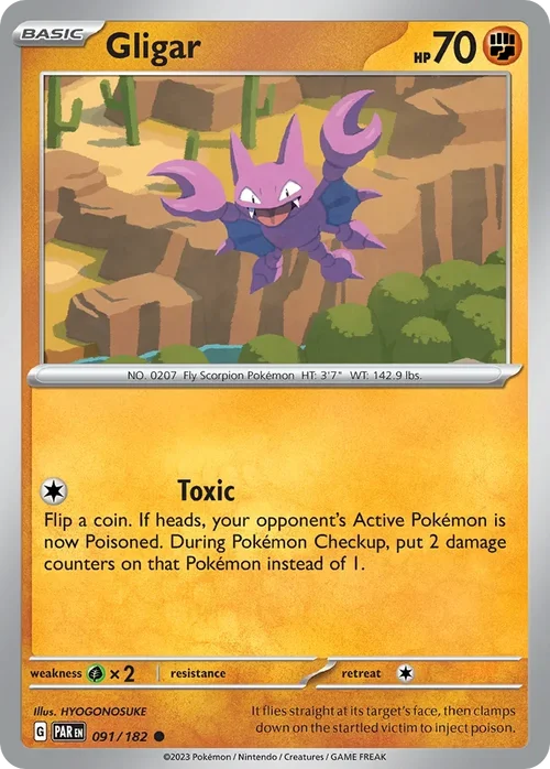 Gligar 91 Pokemon card from Paradox Rift set