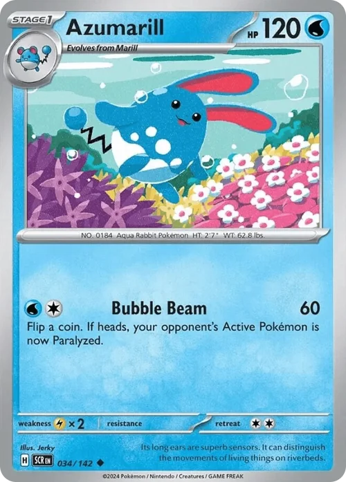 Azumarill 34 Pokemon card from Stellar Crown set