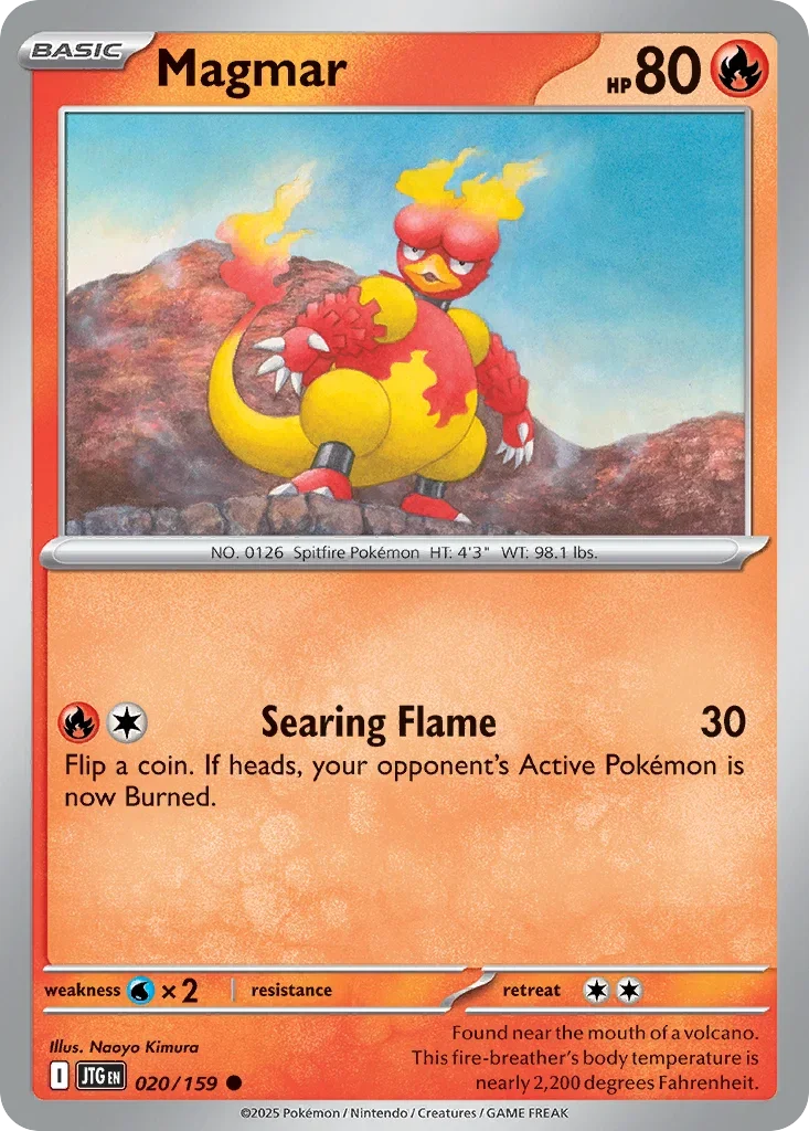 Magmar 20 Pokémon card from JTG set