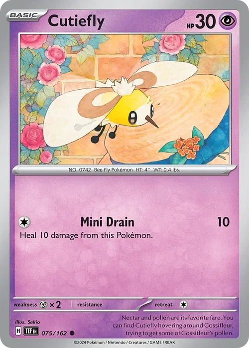Cutiefly 75 Pokemon card from Temporal Forces set