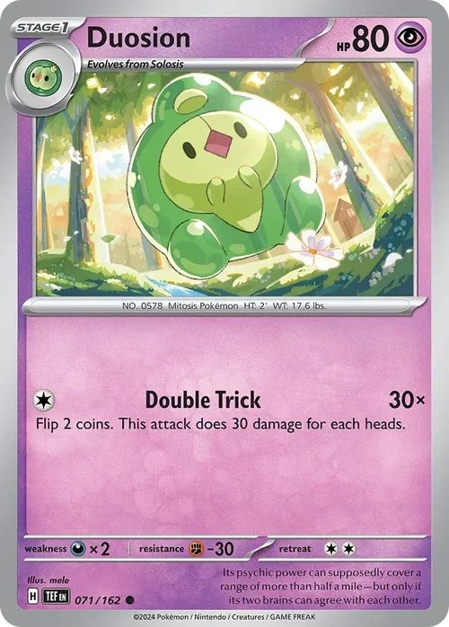 Duosion 71 Pokemon card from Temporal Forces set