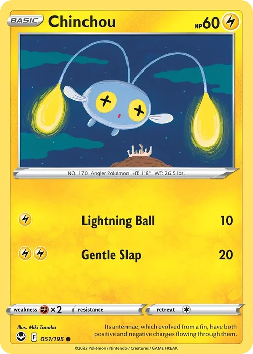 Chinchou 51 Pokemon card from Silver Tempest set