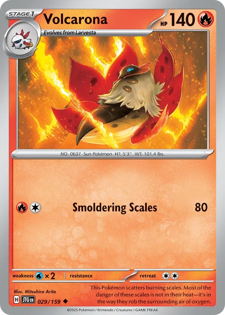 Volcarona 29 Pokémon card from JTG set