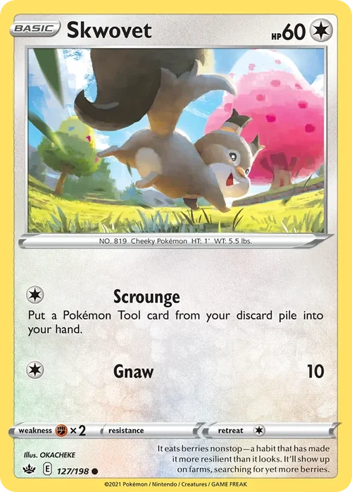 Skwovet 127 Pokemon card from Chilling Reign set