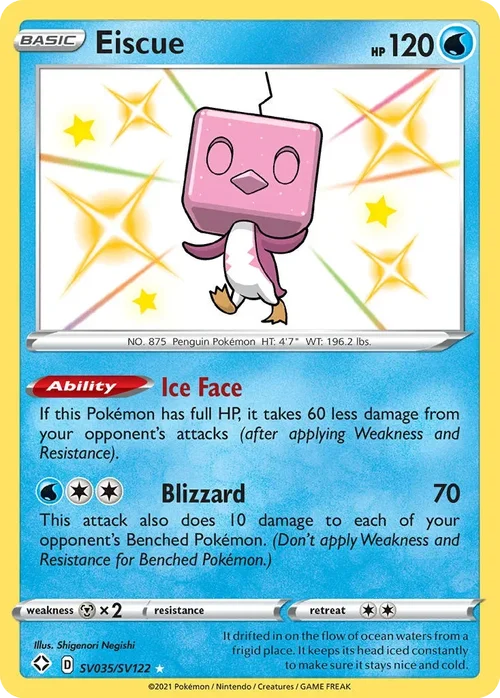 Eiscue SV035 Pokemon card from Shining Fates set
