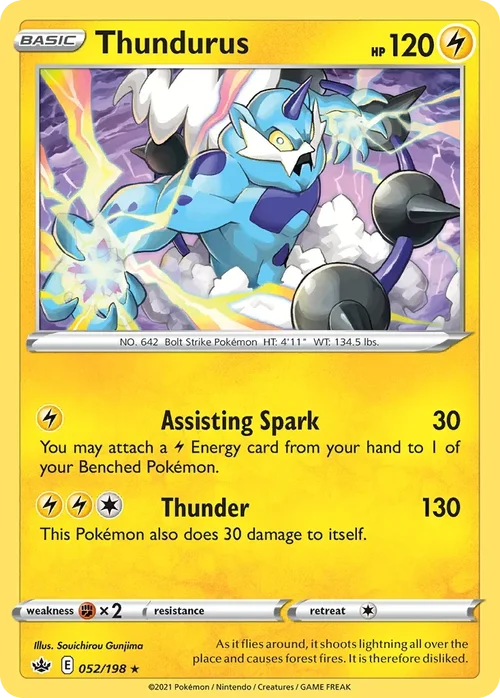 Thundurus 52 Pokemon card from Chilling Reign set