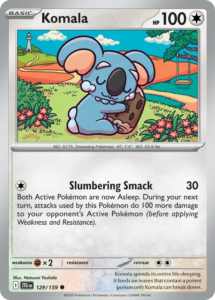 Komala 129 Pokémon card from JTG set