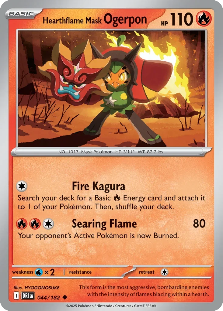 Hearthflame Mask Ogerpon 44 Pokemon card from Destined Rivals set
