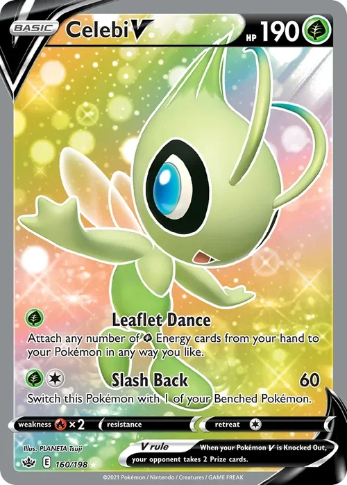Celebi V 160 Pokemon card from Chilling Reign set