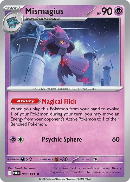 Mismagius 88 Pokemon card from Paldea Evolved set