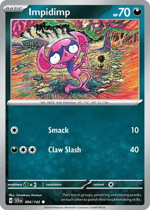 Impidimp 94 Pokemon card from Stellar Crown set