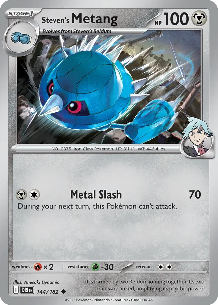 Steven's Metang 144 Pokemon card from Destined Rivals set