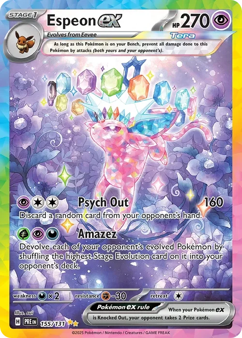 Espeon ex 155 Pokemon card from Prismatic Evolutions set