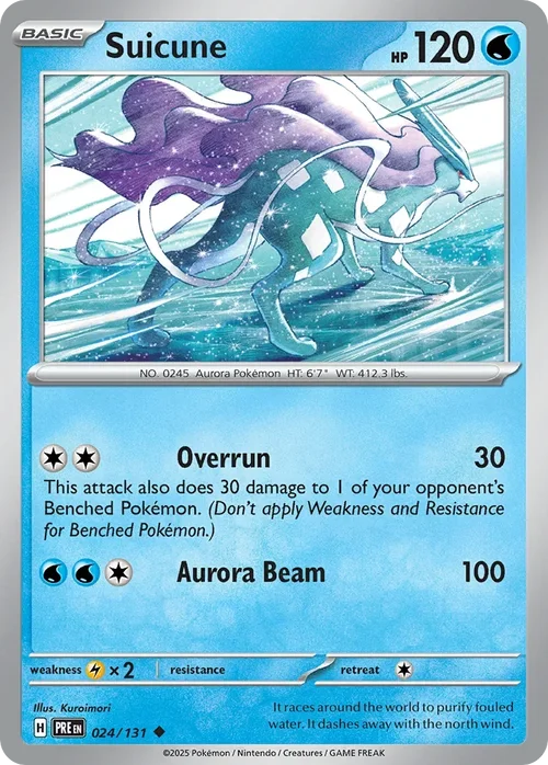 Suicune 24 Pokemon card from Prismatic Evolutions set