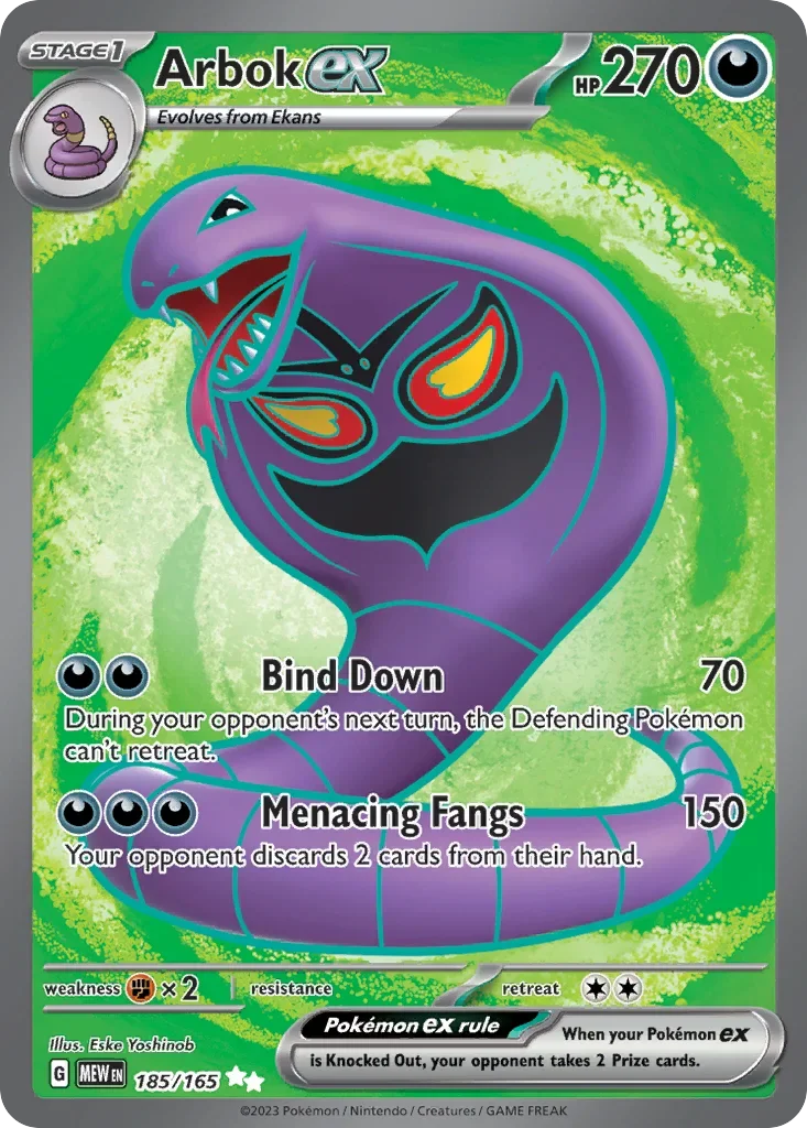 Arbok ex 185 Pokémon card