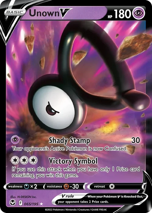 Unown V 65 Pokemon card from Silver Tempest set