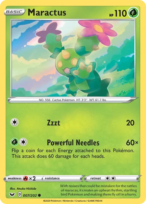 Maractus 7 Pokemon card from Sword & Shield set