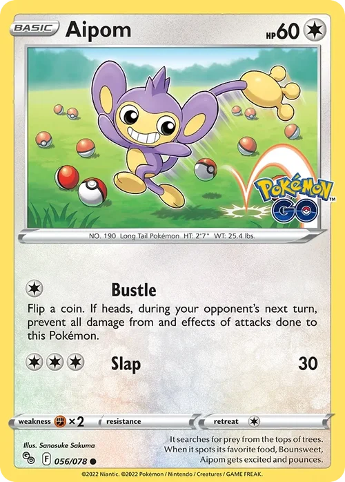 Aipom 56 Pokemon card from Pokemon GO set
