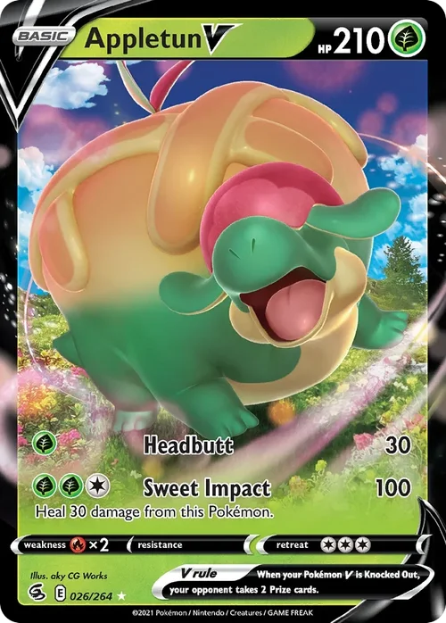 Appletun V 26 Pokemon card from Fusion Strike set