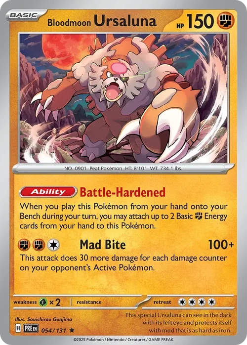 Bloodmoon Ursaluna 54 Pokemon card from Prismatic Evolutions set