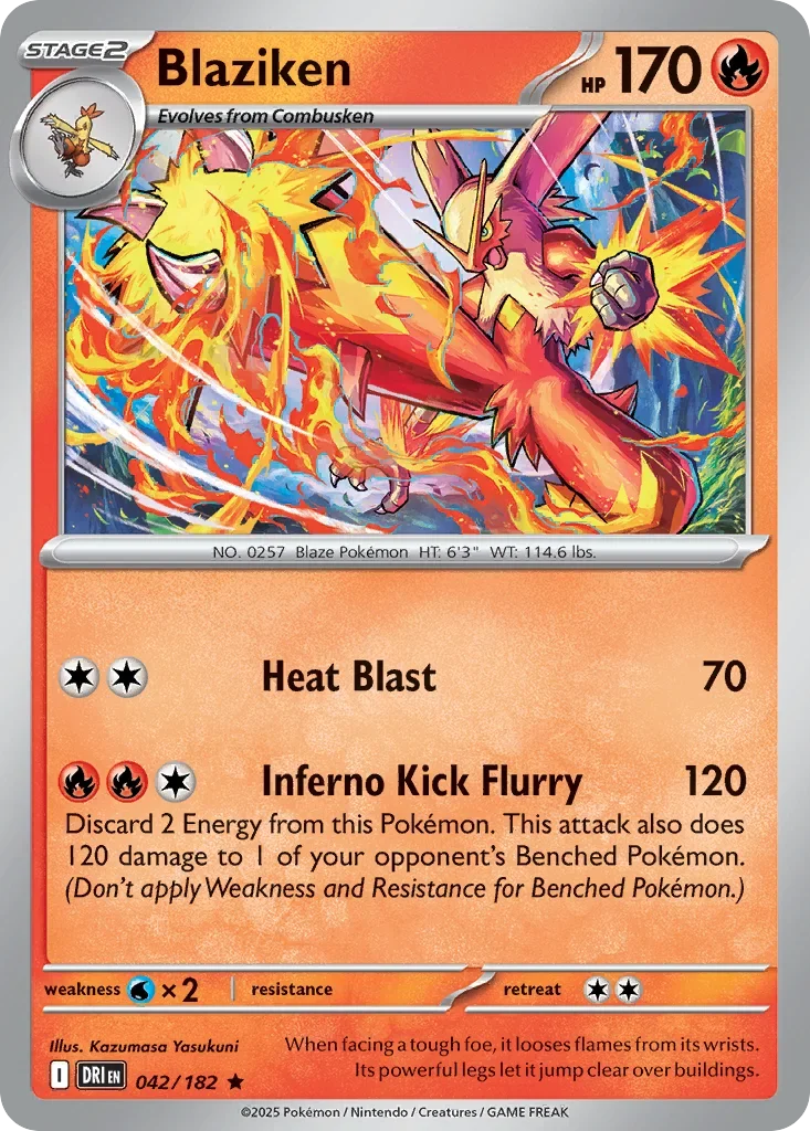 Blaziken 42 Pokemon card from Destined Rivals set