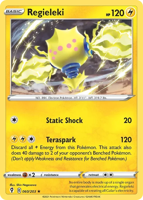 Regieleki 60 Pokemon card from Evolving Skies set