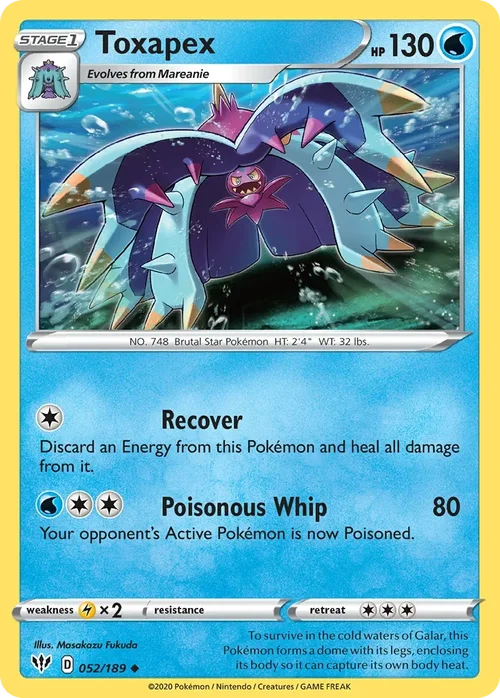 Toxapex 52 Pokemon card from Darkness Ablaze set
