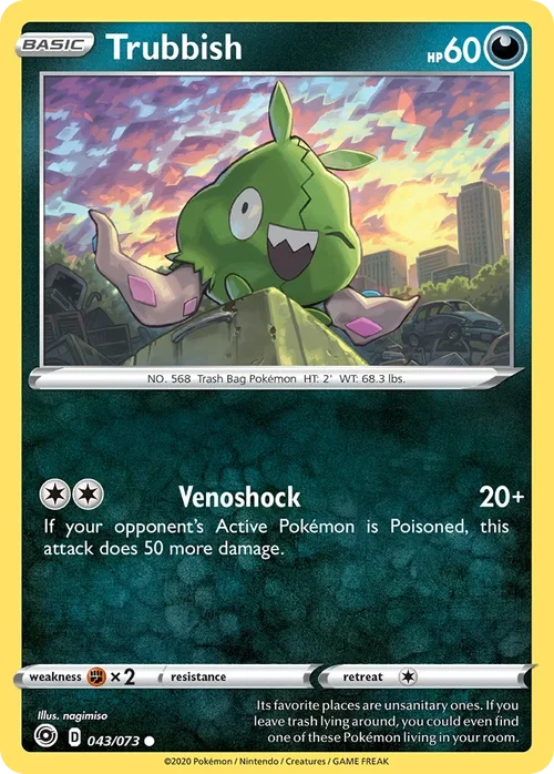 Trubbish 43 Pokemon card from Champion's Path set