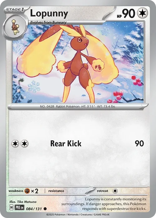 Lopunny 84 Pokemon card from Prismatic Evolutions set