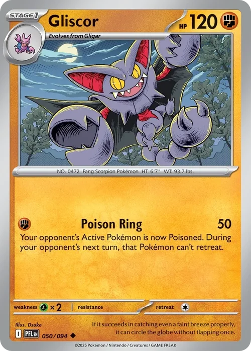 Gliscor 50 Pokémon card from Phantasmal Flames set
