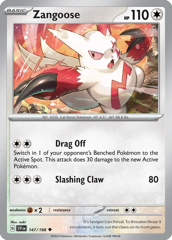Zangoose 147 Pokemon card from Scarlet & Violet set