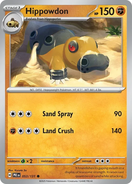 Hippowdon 53 Pokemon card from Prismatic Evolutions set