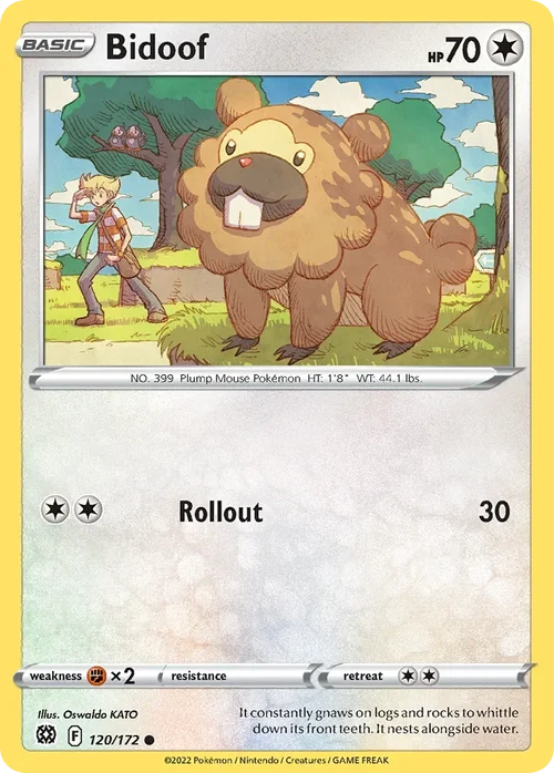 Bidoof 120 Pokemon card from Brilliant Stars set