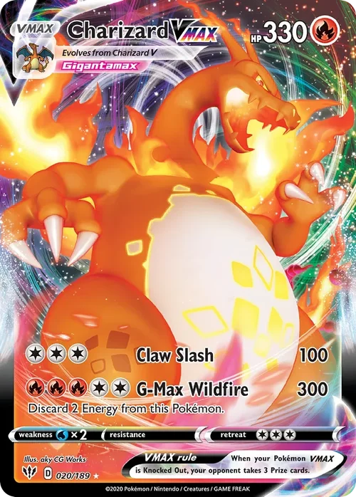 Charizard VMAX 20 Pokemon card from Darkness Ablaze set