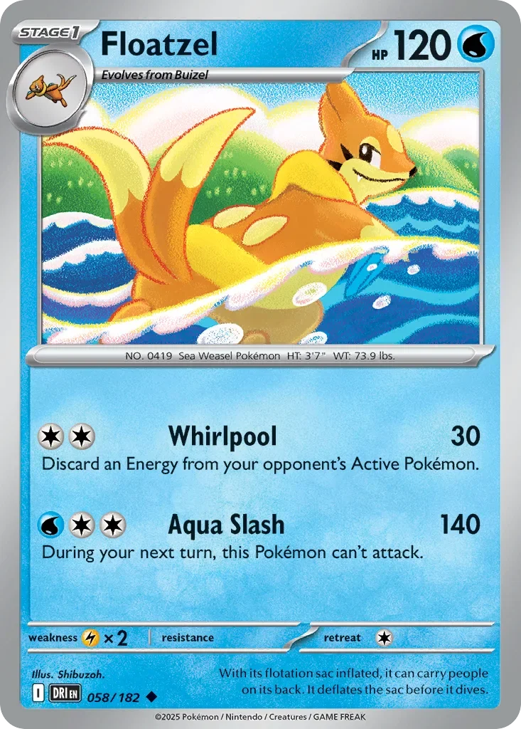 Floatzel 58 Pokemon card from Destined Rivals set