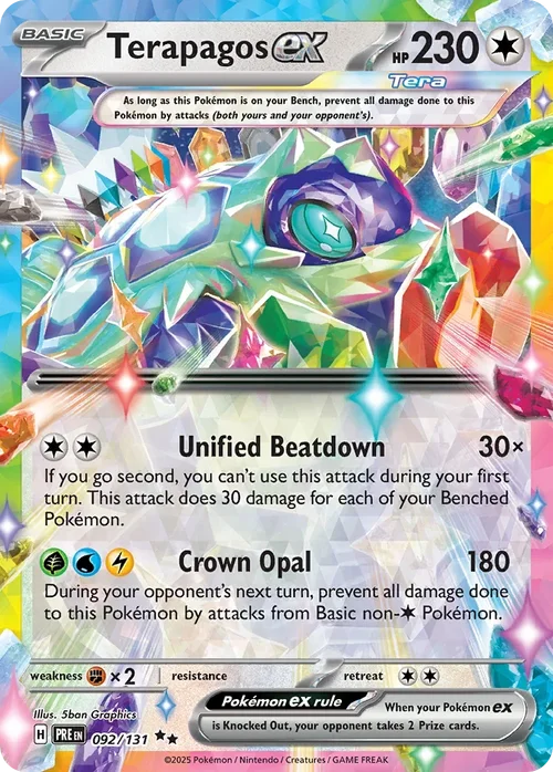 Terapagos ex 92 Pokemon card from Prismatic Evolutions set