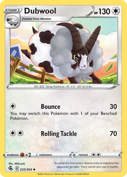 Dubwool 223 Pokemon card from Fusion Strike set